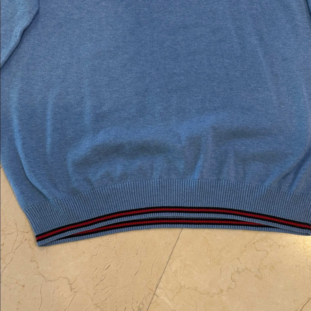 Brooks Brothers V-Neck Sweater in Blue with Red Trim - Picture 4 of 12